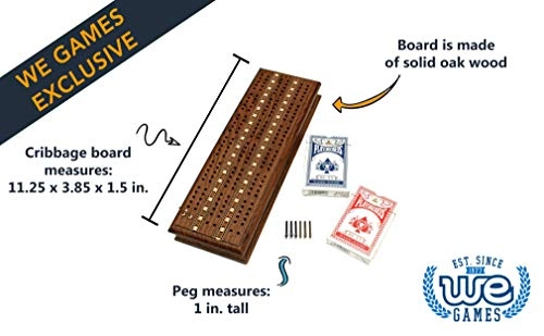 Cabinet Cribbage Set - Solid Oak 3 Track Metal Pegs