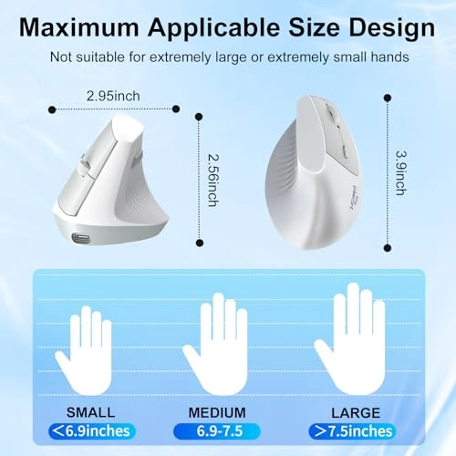 Ergonomic Vertical Mouse - Bluetooth USB + TypeC