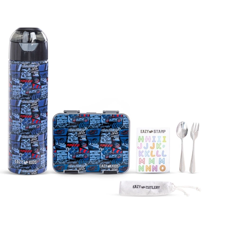 6 And 4 Convertible Lunch Box - Mermaid Purple + 420 ml Water Bottle + Sandwich Cutter