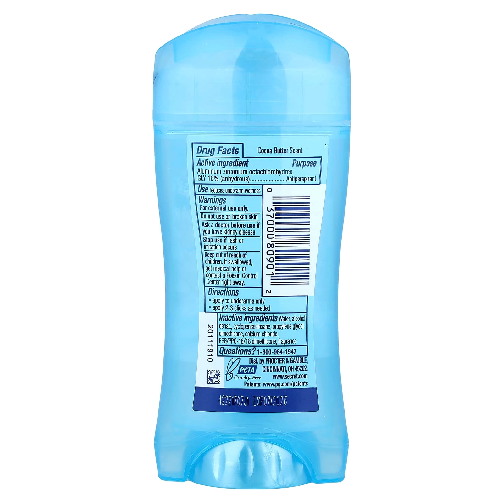 48 Hour Clear Gel Deodorant - Cocoa Butter