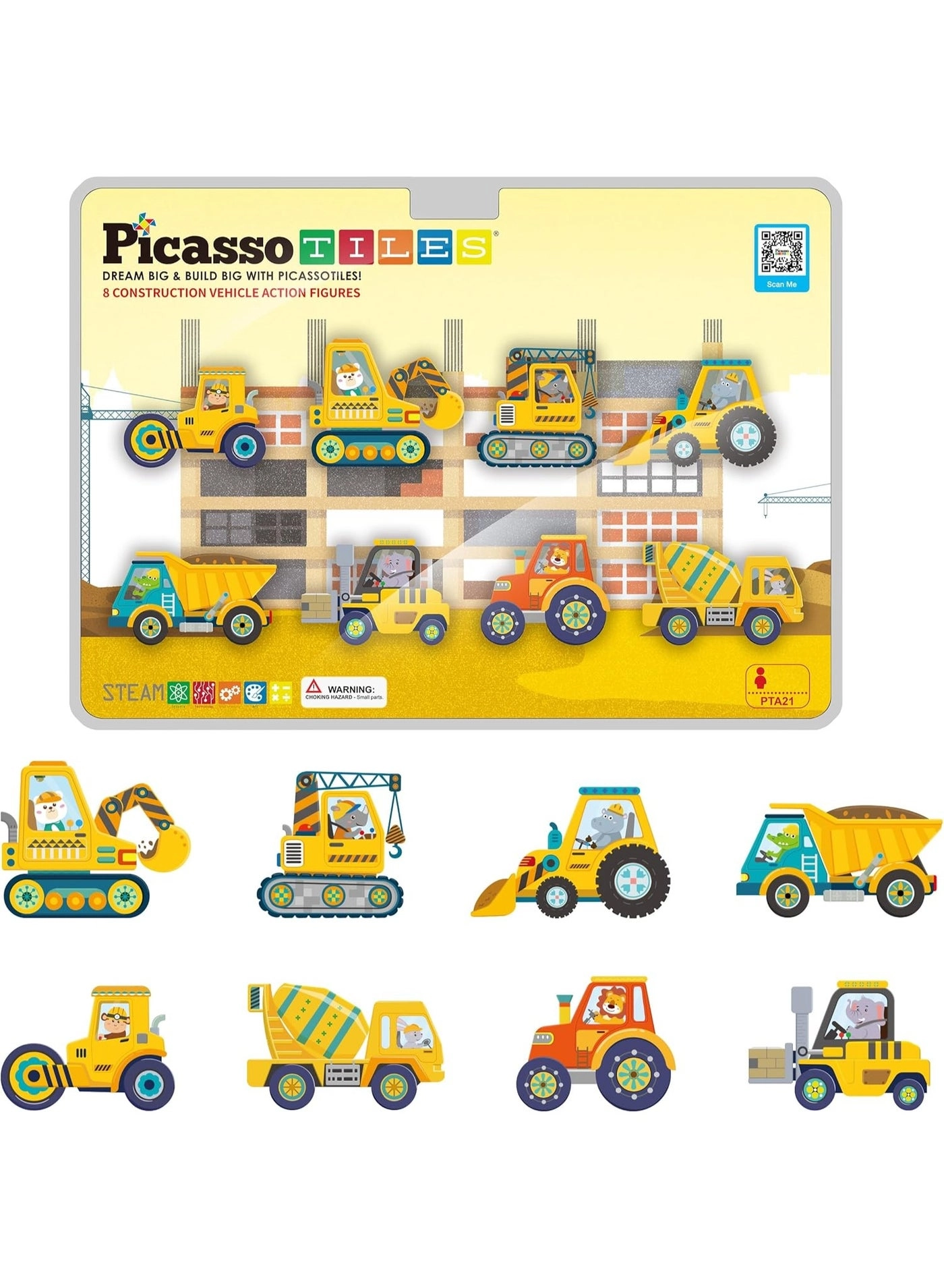 Magnet Building Tile Blocks Addon - Vehicles & Zoo 8pcs