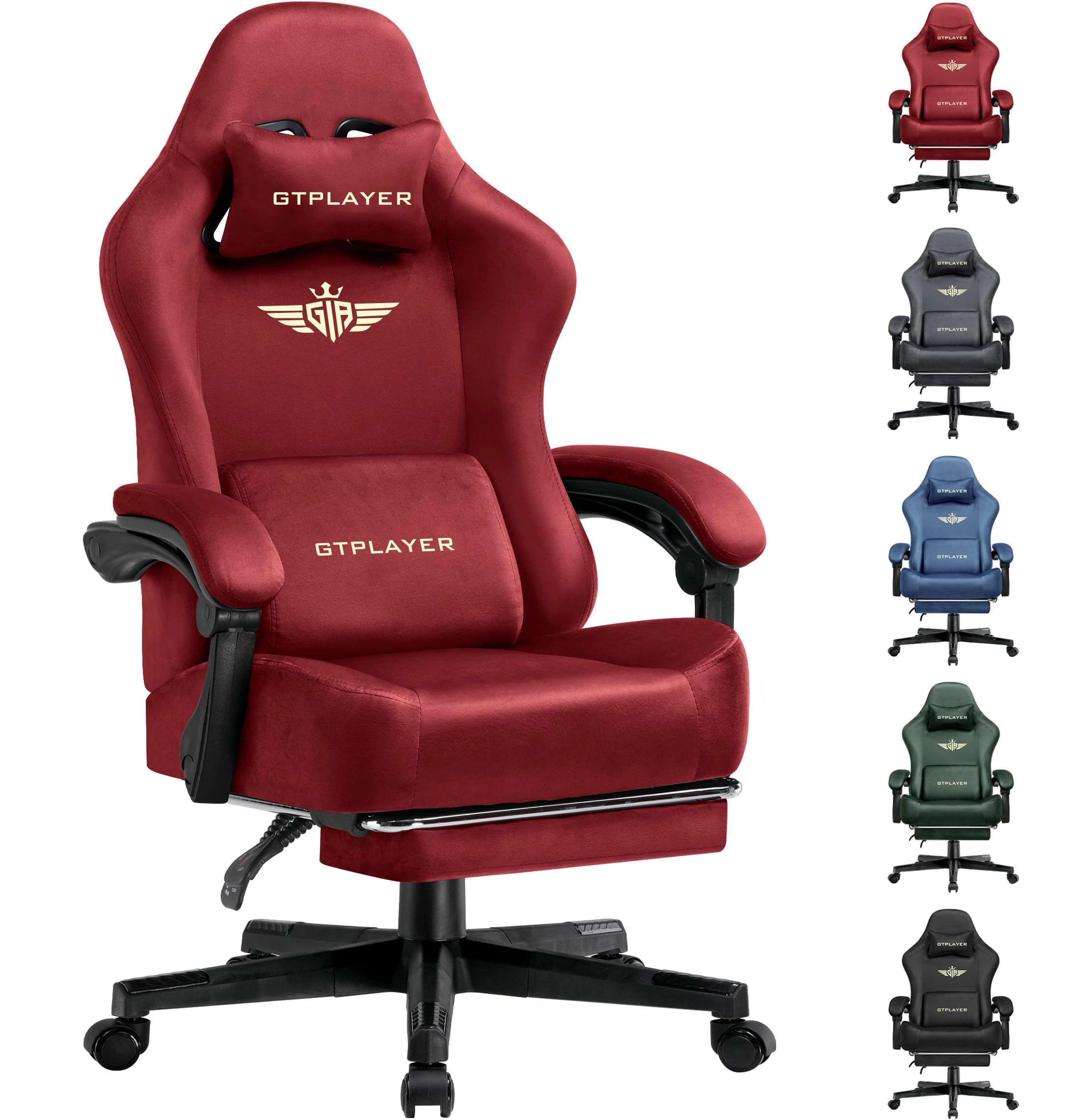 Fabric Gaming Chair - Ergonomic Footrest