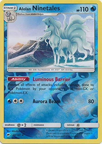 Pokmon Alolan Ninetales - 28/147 Rare Reverse Holo Sun & Moon: Burning Shadows