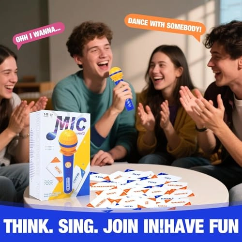 Real Mic Karaoke Party Game - Ages 8+ 130 word cards
