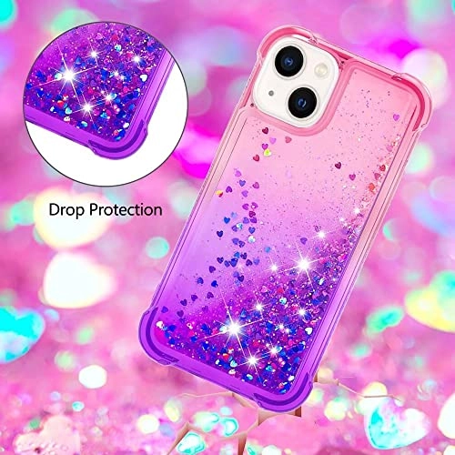 Glitter Moving Quicksand Flowing Cover - TPU Silicone Bumper for iPhone 14