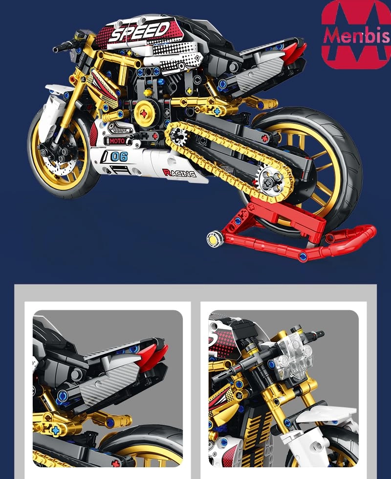 Motorcycle Building Block Kit - 890 pcs
