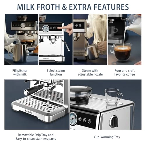 20-Bar With Grinder - PID Milk Frother NL-COF-7069-ST