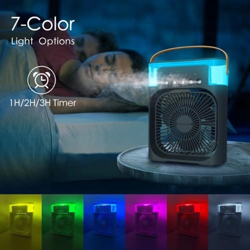 Portable Air Conditioner Fan - Mini Evaporative Air Cooler 7 Colors LED Light