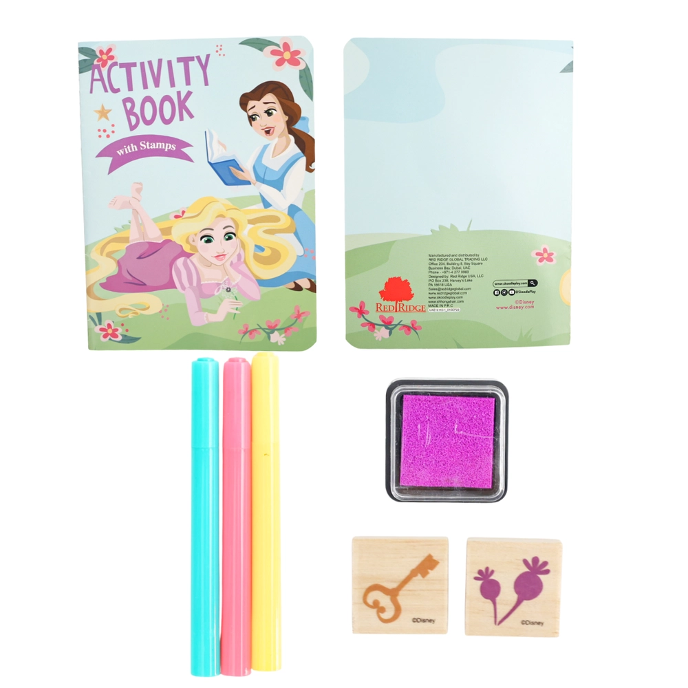 Princess Activity Book with Wooden Stampers - Suitable for 3 Years & Above.
