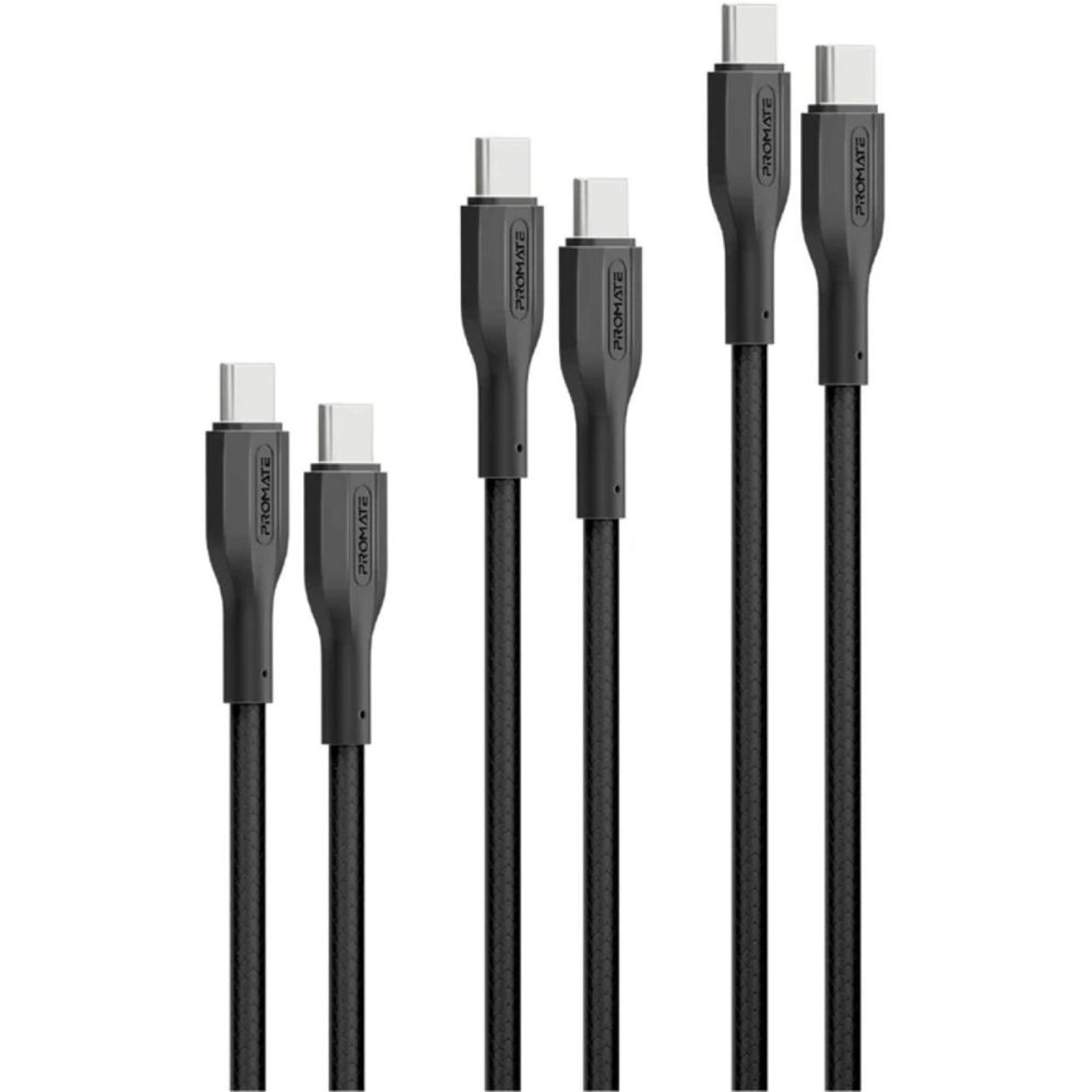 Promate CableKit-CC Cable 60W USB-C to USB-C TPE (3-Pack)