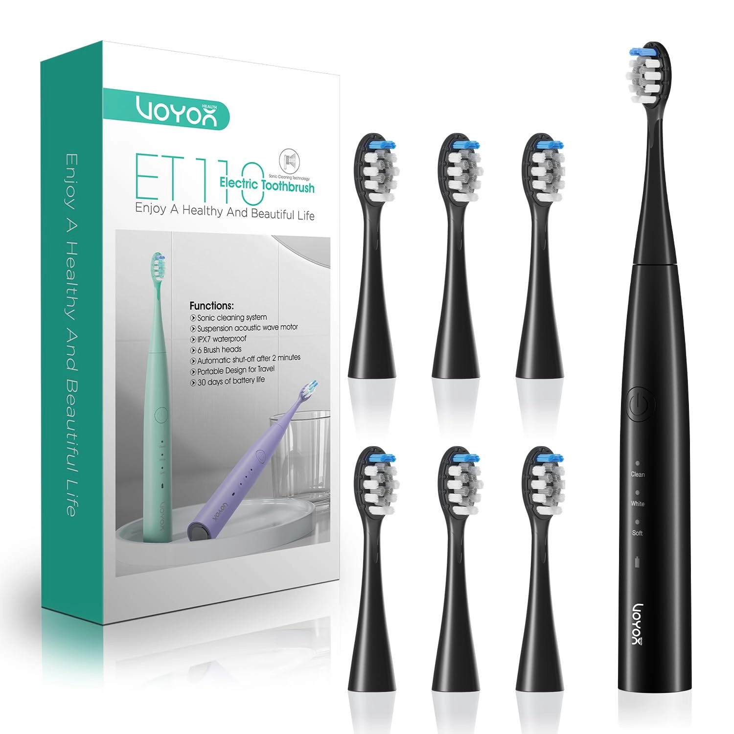 VOYOR-HEALTH ET110 - Rechargeable 6 Brush Heads Sonic