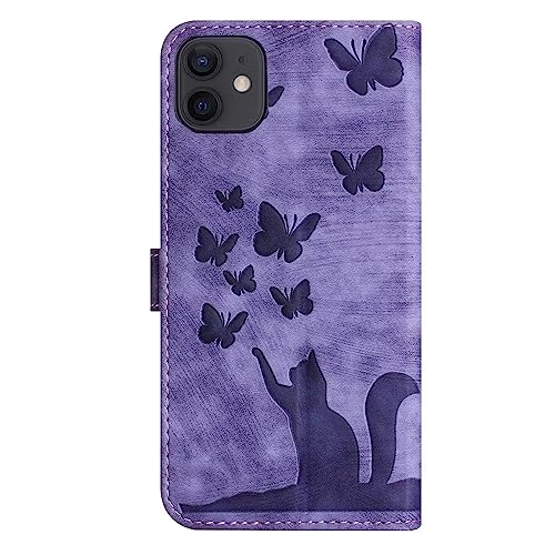 Cute Cat Case Wallet Embossed Flip Cover for iPhone 11
