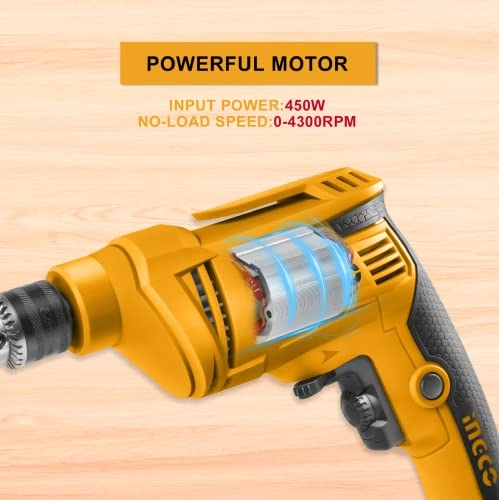 Corded Electric Drill - 450W 0-4300rpm 6.5mm