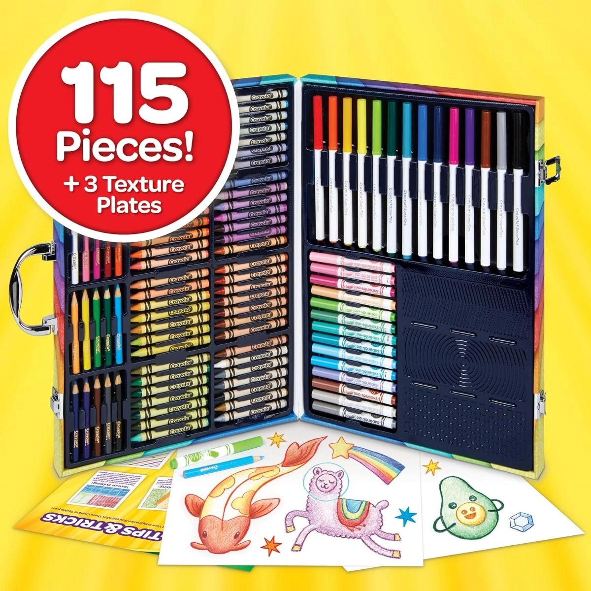 Imagination Art Set - 115 piece(s) 14 Washable Super Tips Markers 15 Short Colored Pencils 14 Washable Pip Squeaks Skinnies Markers 56 Crayons