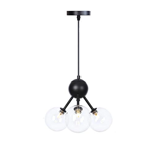 G4 Creative Magic Bean Molecular Chandelier - Black transparent lampshade 3 heads
