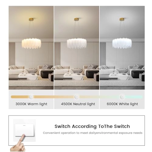 Flowing Feather Art LED Chandelier - Up to 39.3 inches (100 cm), adjustable