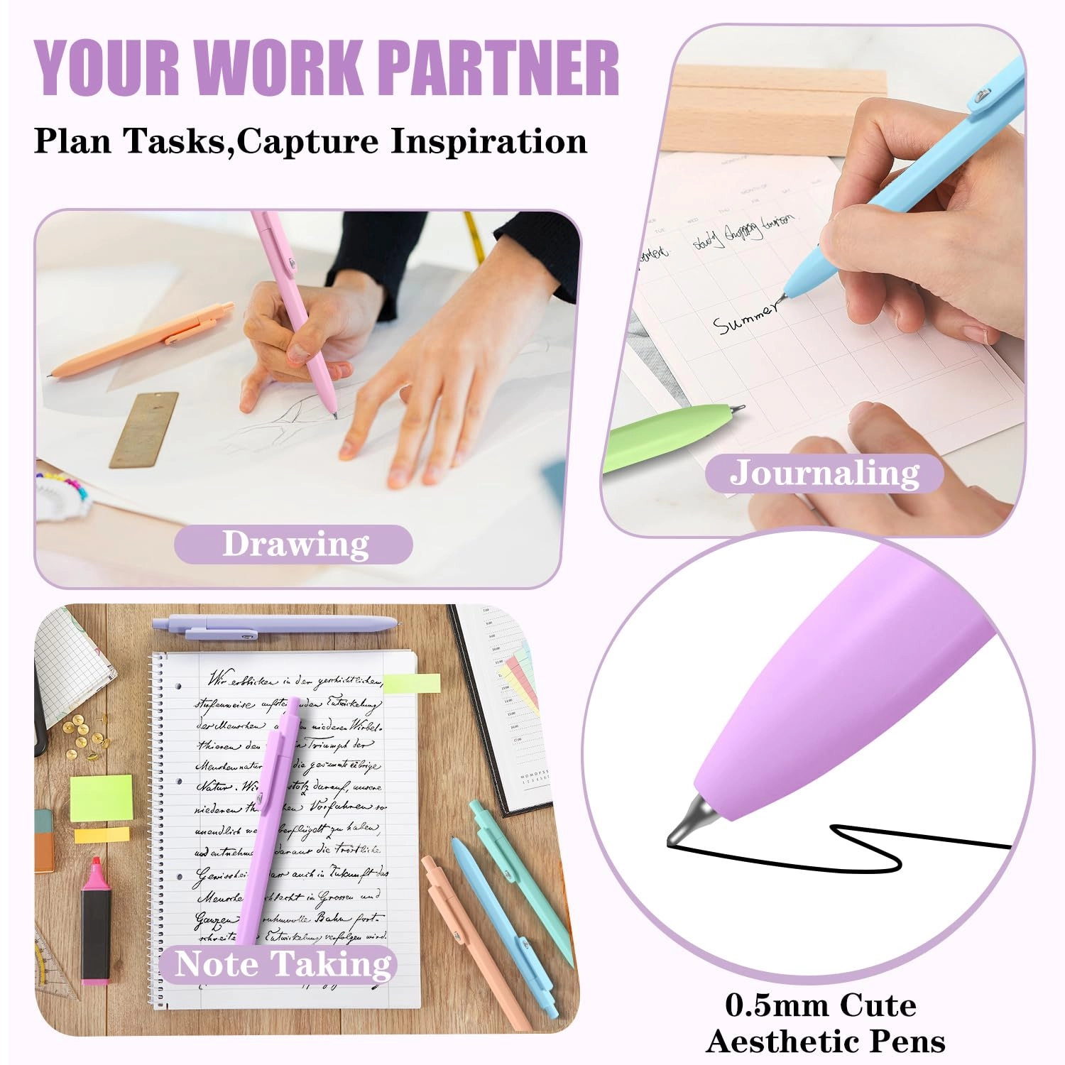 Aesthetic Pens - 8 Pcs 0.5mm