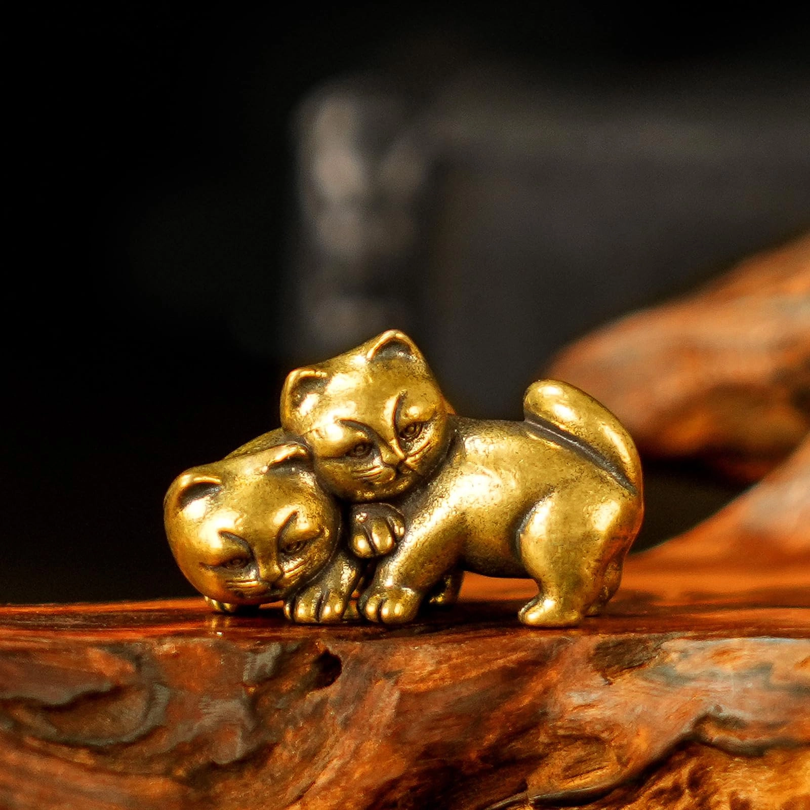 chovy Playful Cats Brass Sculpture