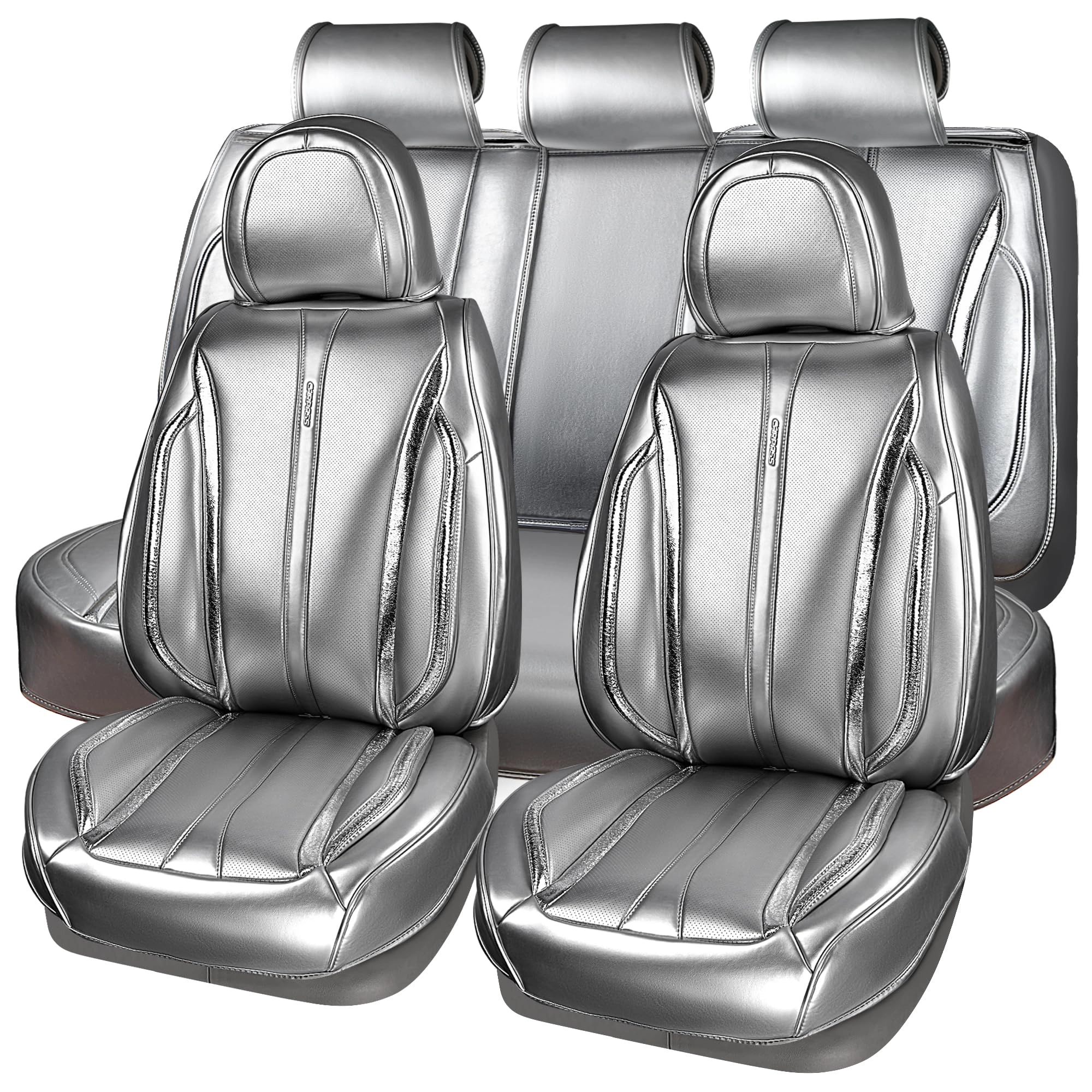 LJ Ultra+ Nappa Patent Leather Car Seat Covers - Universal Fit 5 Seats All Black