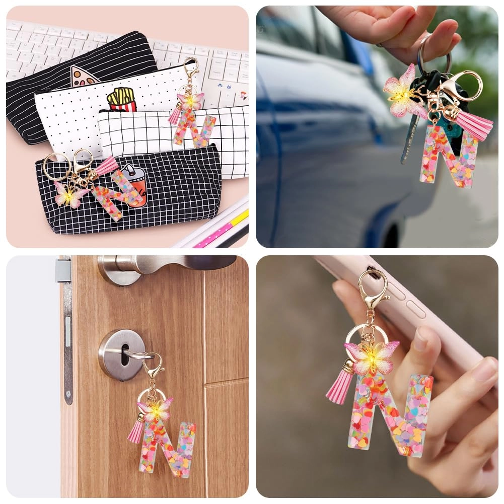 Initial Letter Keychain - Butterfly