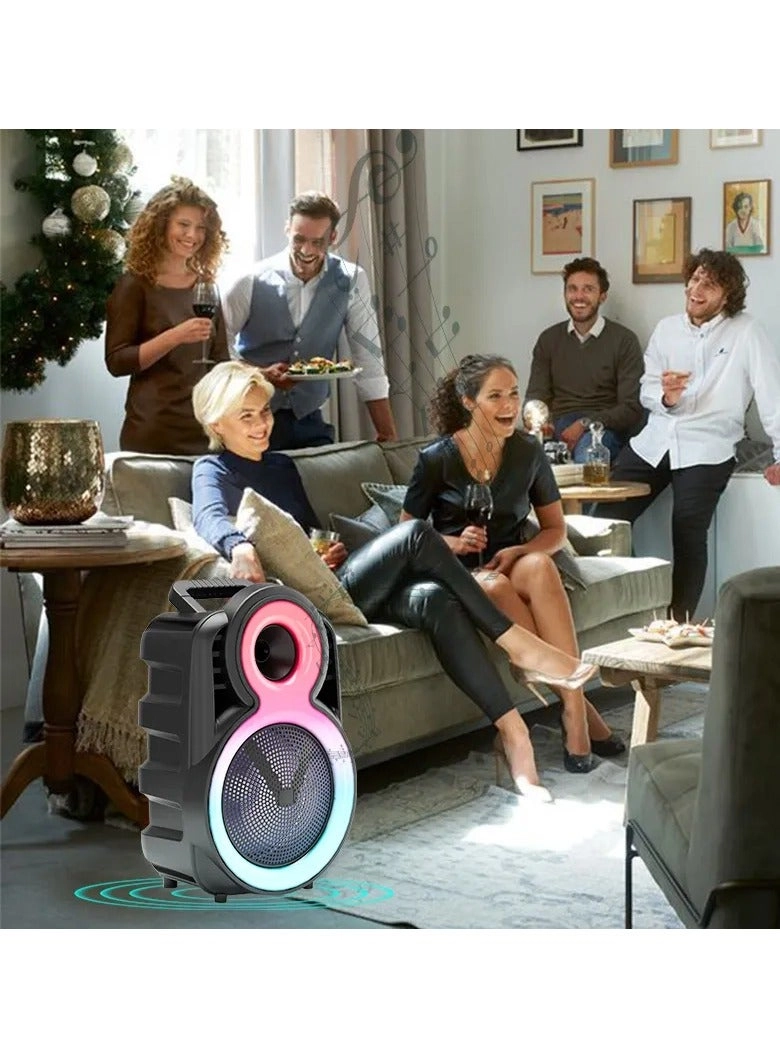 Wireless Bass Portable Party Speaker - 8 Inch LED Lights