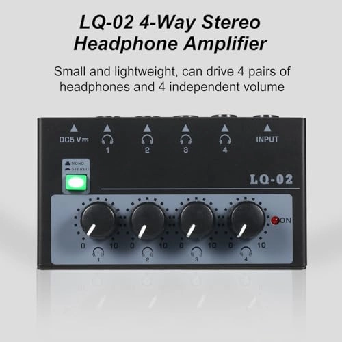 Headphone Amplifier Mixer - 4 Channels Mono/Stereo