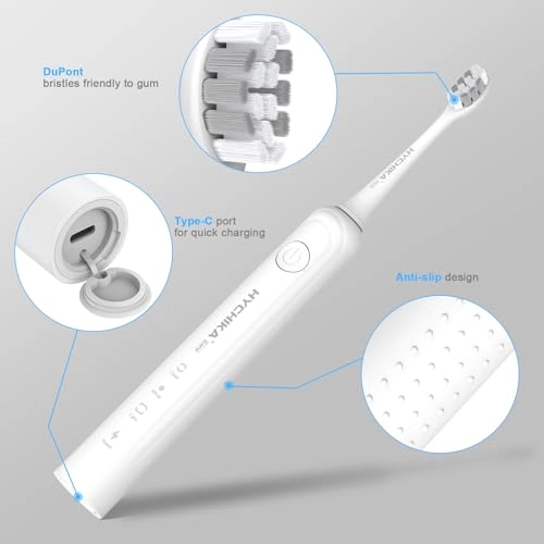 Sonic Electric Toothbrush - 240 Days Battery Life 8 Replacement Heads 3 Modes
