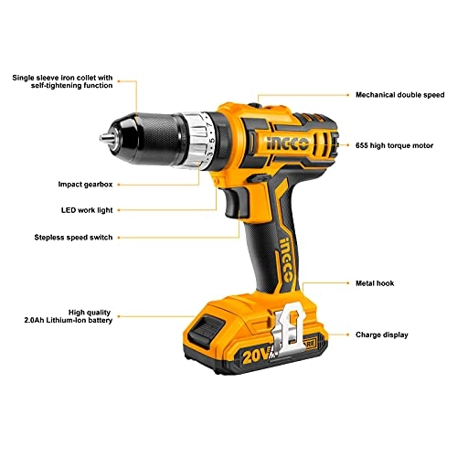 20V Cordless Impact Drill - 2x2.0Ah