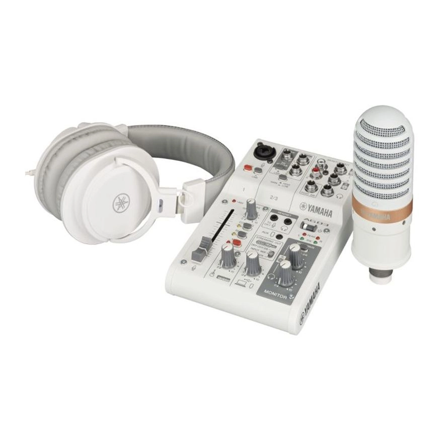 Yamaha AG03MK2 - 3-channel + YCM01 - condenser cardioid + YH-MT1 - studio-quality headphones + XLR microphone cable - 3 m