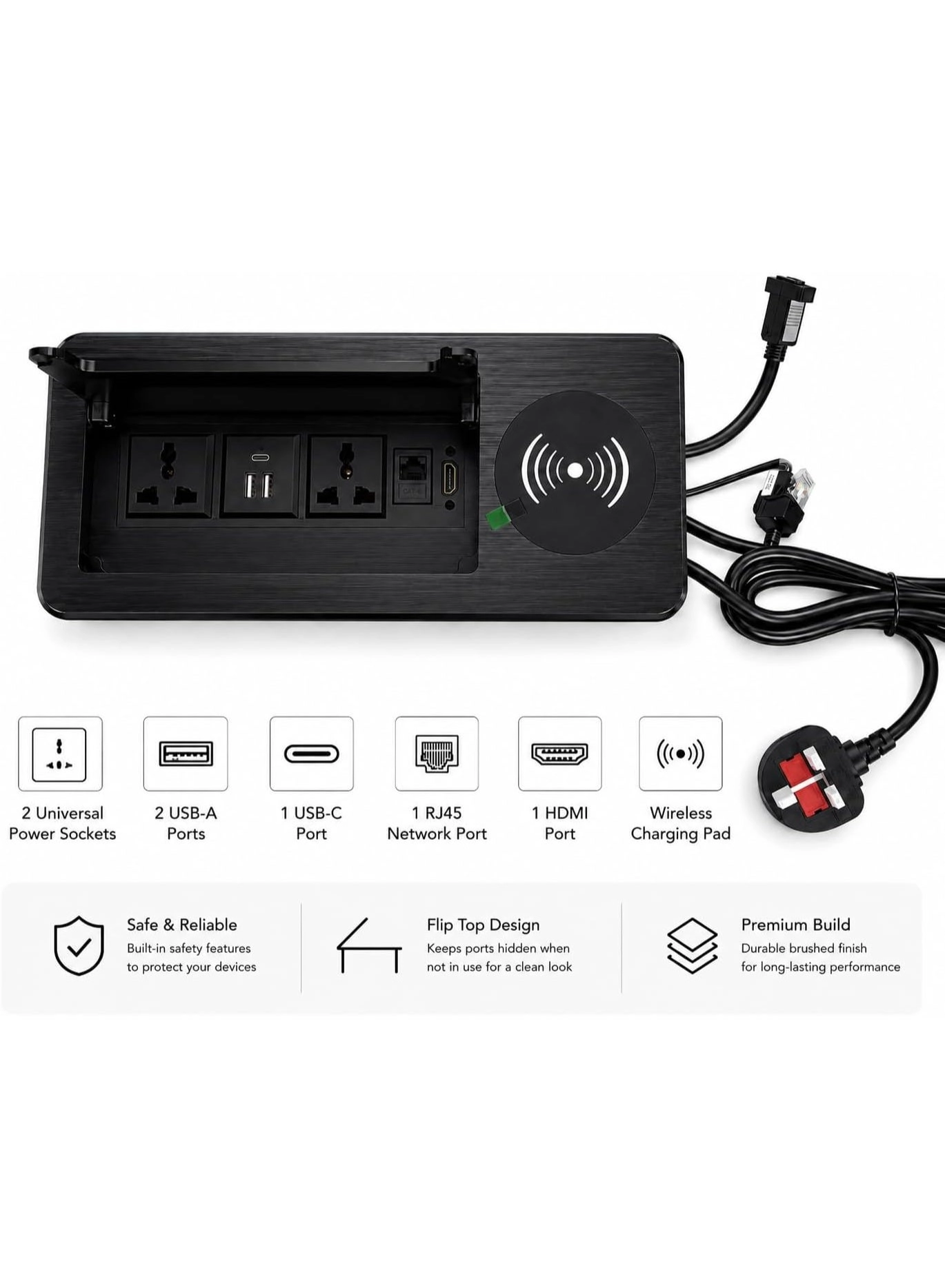 Flip Desk Power Socket - UK Socket