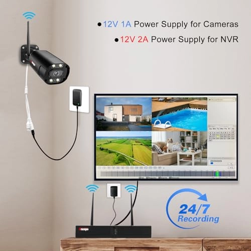 3MP Wireless Security Camera System - 4 8 channels 2304X1296P