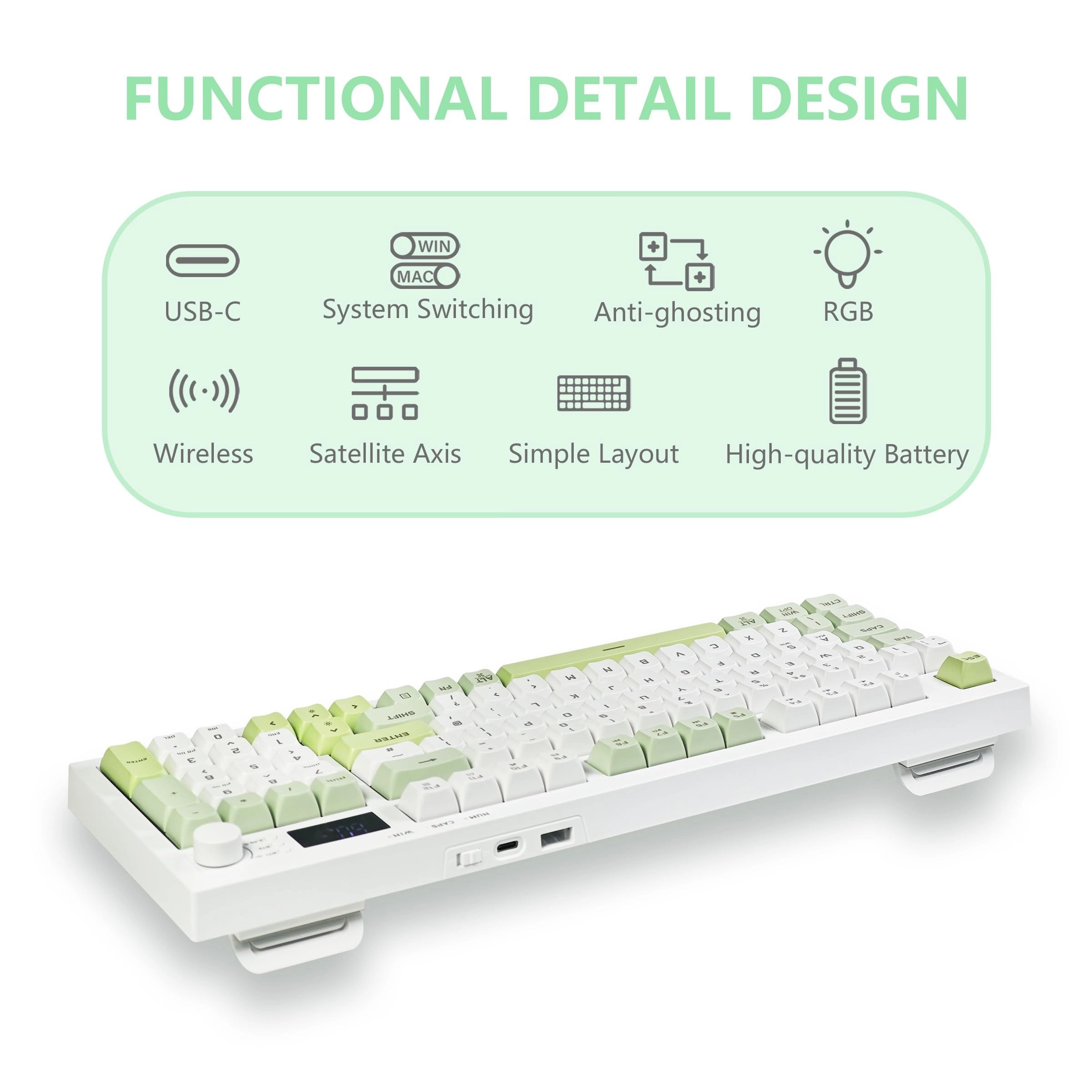 Wireless Keyboard - QWERTY 2.4GHz BT5.0 USB-C