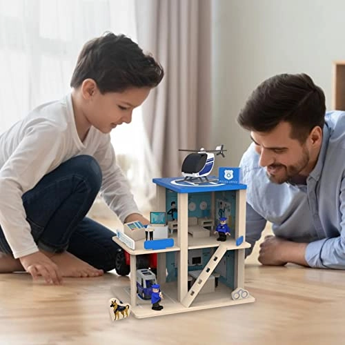 Pink Princess Wooden Dollhouse + Miniature Fire Station Wooden Dollhouse + Station Wooden Dollhouse