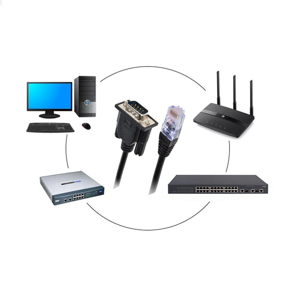 RS232 to RJ45 - DB9 9-Pin Male to RJ45 Female Cat5e/6