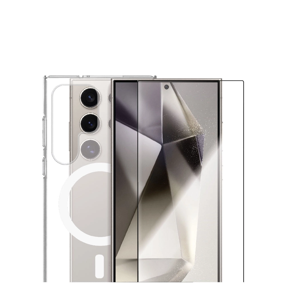 Screen Protector for Galaxy Samsung S24 Ultra + Case Cover - Clear