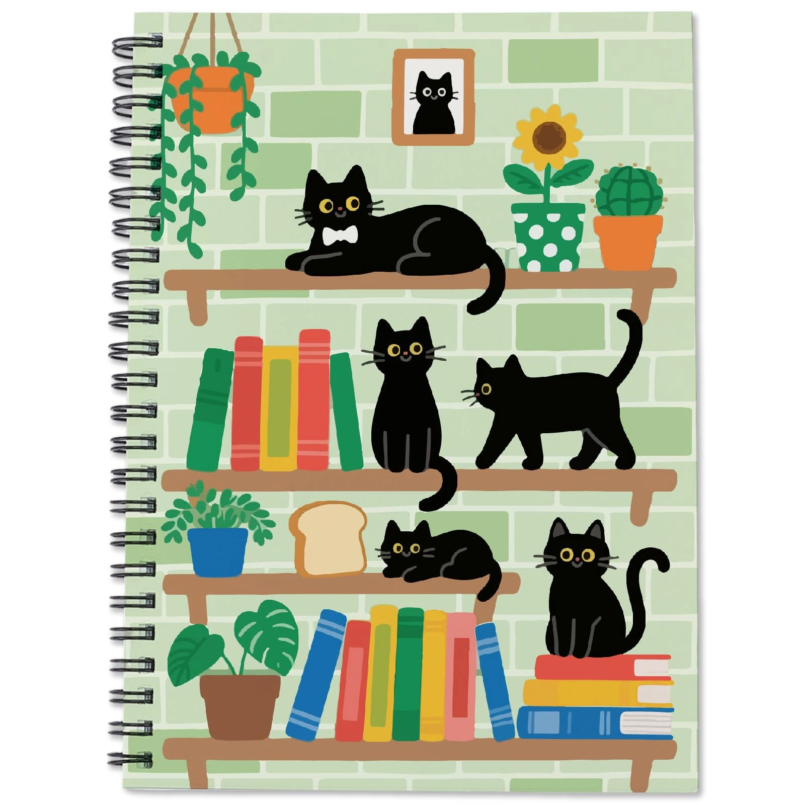 pressinart Moon Floral Journal A5 Spiral - Lined 80 Pages