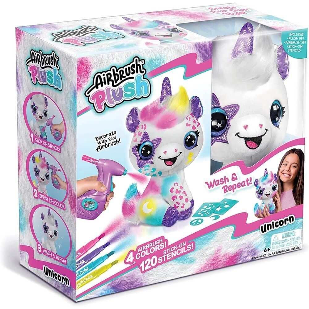 Canal Toys Unicorn Airbrush Plush 32 cm - Includes airbrush tool Washable