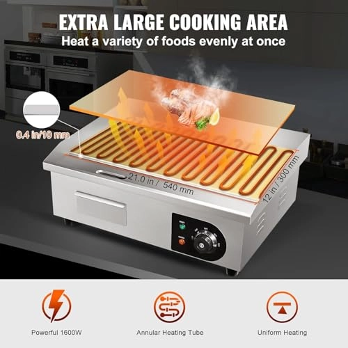 Commercial Electric Griddle - 530×385mm