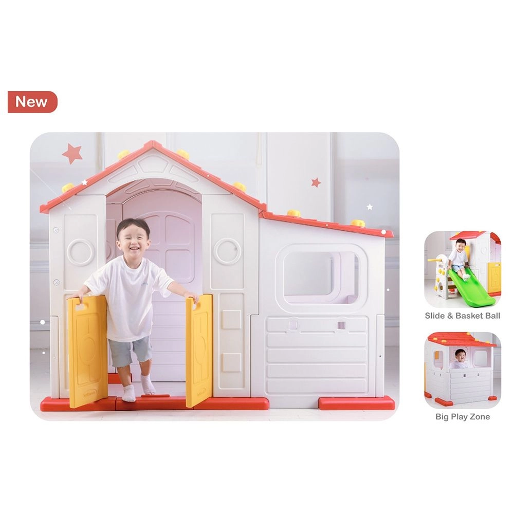 Sun N Shine Big Playhouse - Slide Swing Basketball Ring