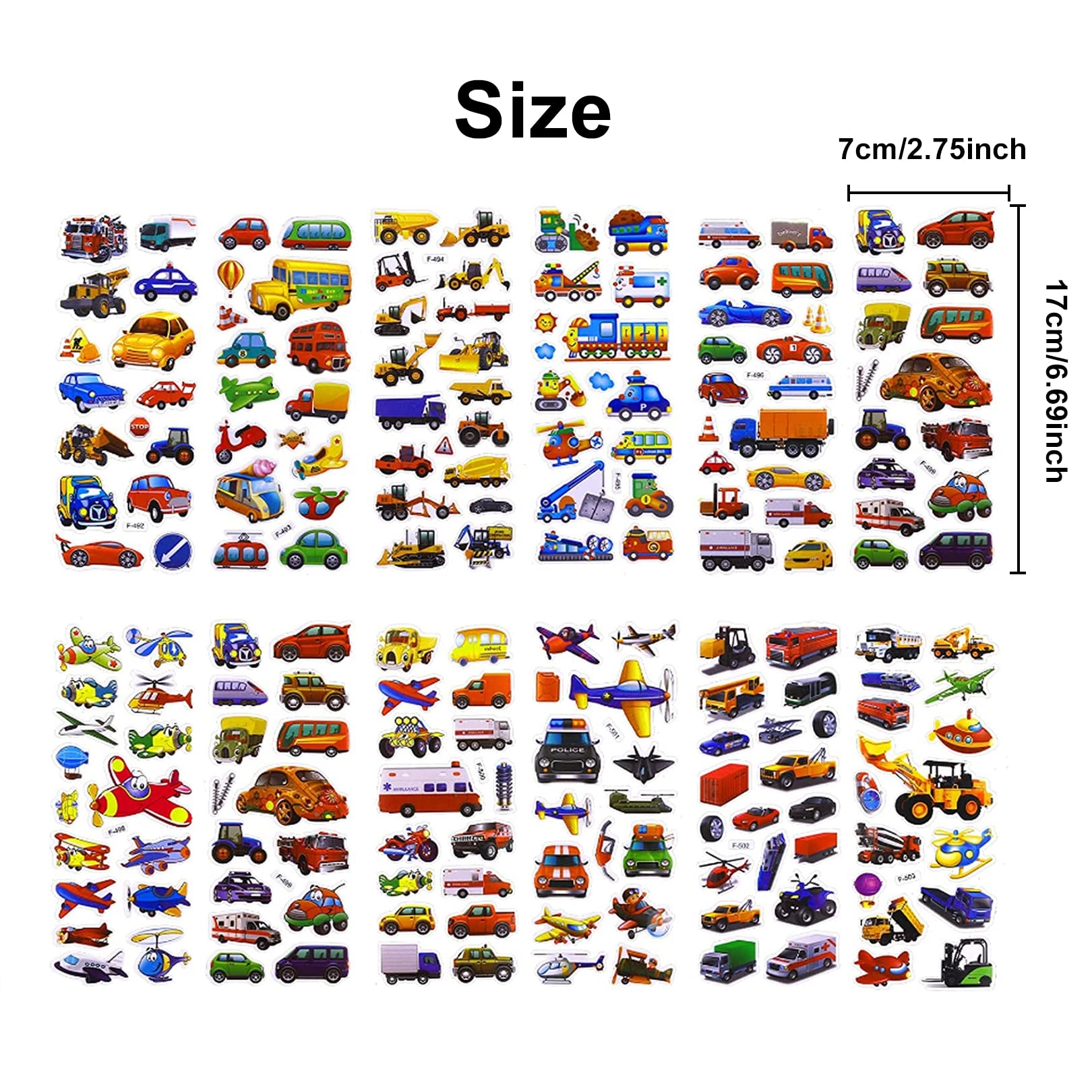 Car Transport Digger Stickers - 12 Sheets