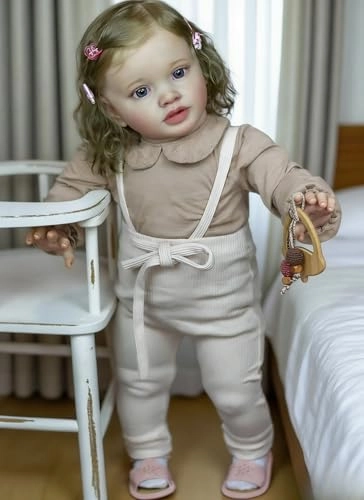 Pippa Reborn Baby Doll - 26 inch Cotton Vinyl Hand-rooted Curly Hair Ages 3+
