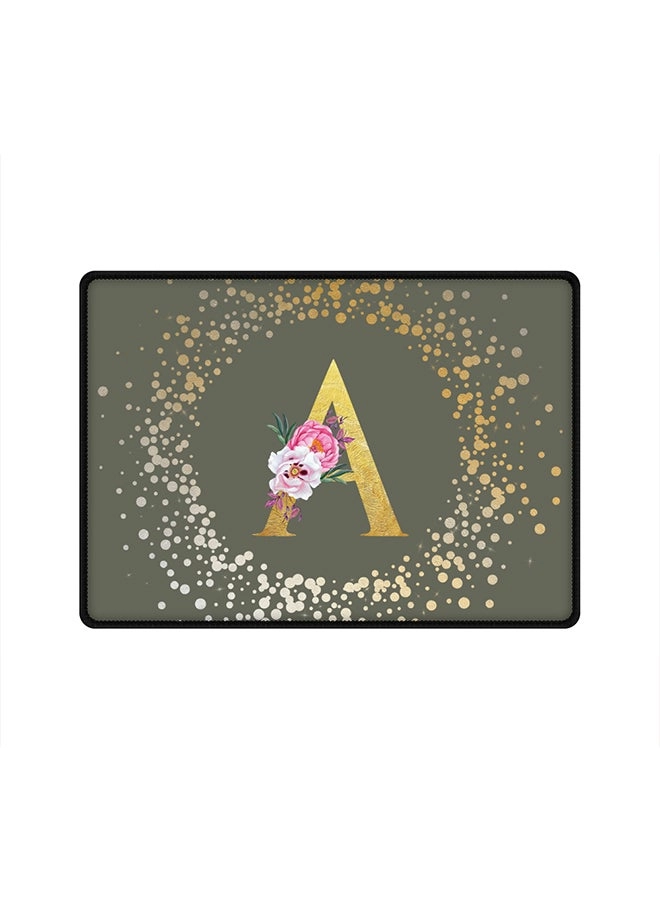 Custom Monogram Initial Letter Floral Pattern Alphabet A Cloth Gaming Mouse Pad - 35x25 cm
