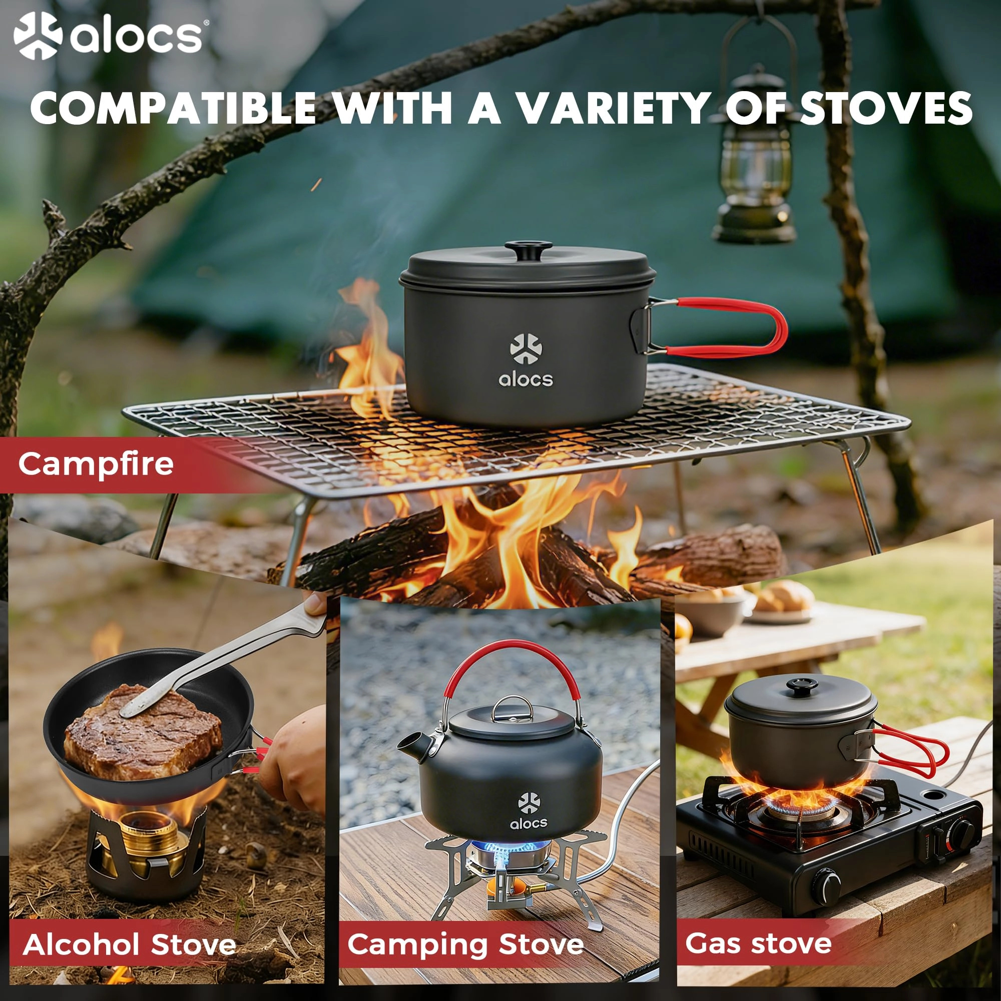 Camping Cookware Set - 3 3.5L 2.2L