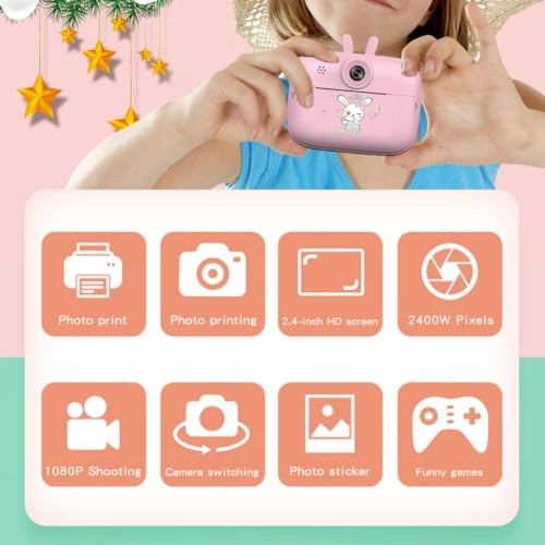 Kids Thermal Print Camera - 2.4 Inches 200dpi