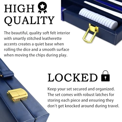 Backgammon Set - Artificial Leather Case Blue