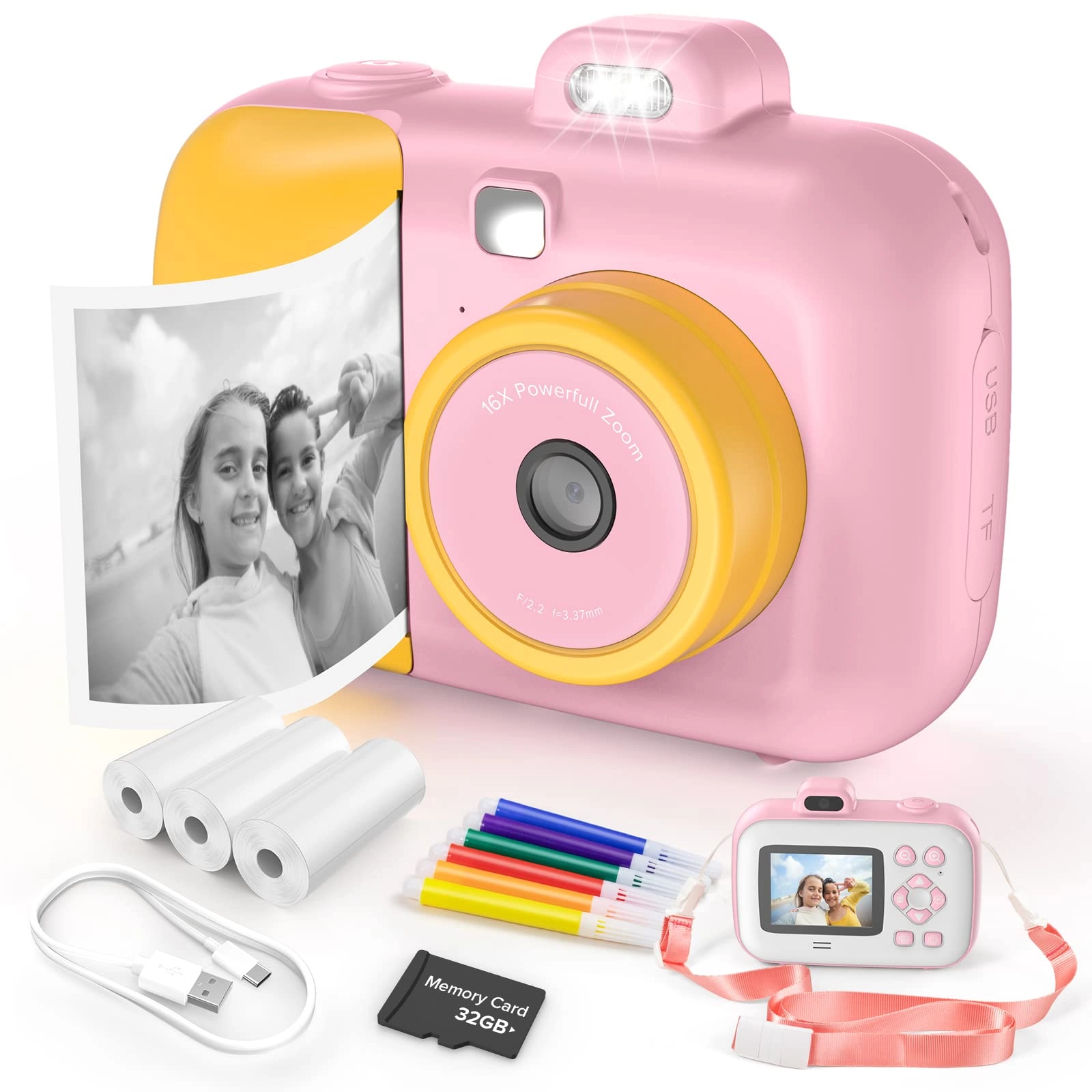 FANHIG Kids Camera - 12MP 1080P 32GB Bundle