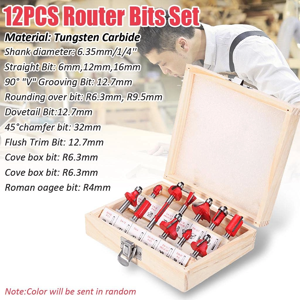 Router Bit Set - 6.35 mm 12 Pcs