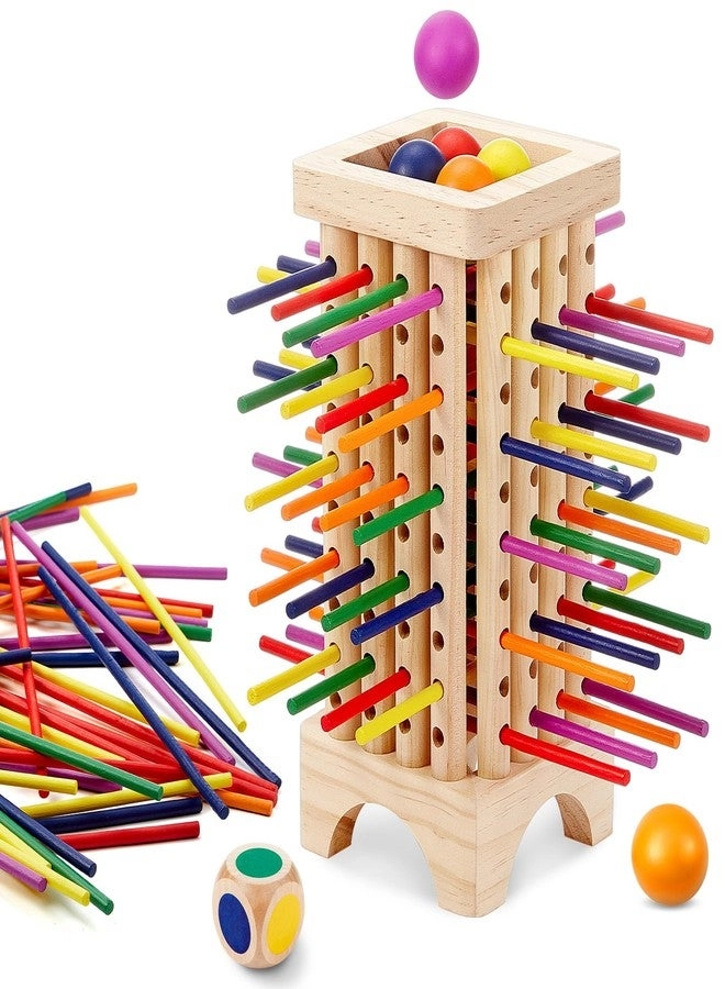 Relaxgiant Montessori Game - 1 tower 42 colorful sticks 6 balls 1 dice
