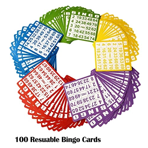Jumbo Bingo Game Set - 11" Metal Round Cage 75 Colored Balls 100 Bingo Cards