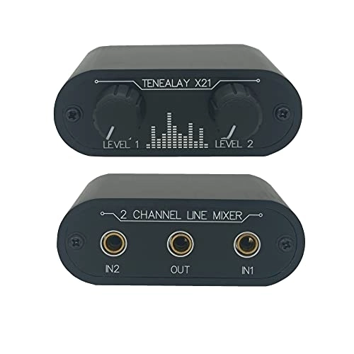 TENEALAY 2 Way Audio mixer - 3.5mm Un-powered mini passive